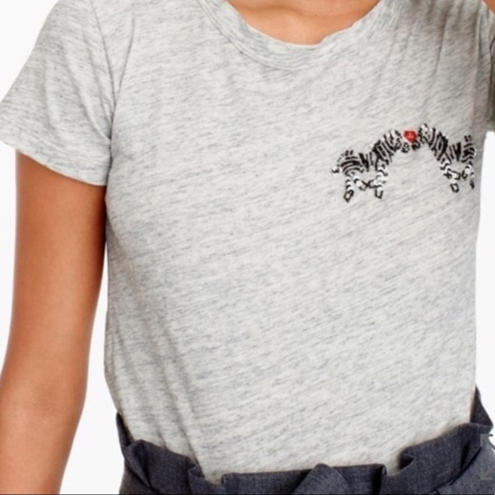 J Crew beaded zebra tee